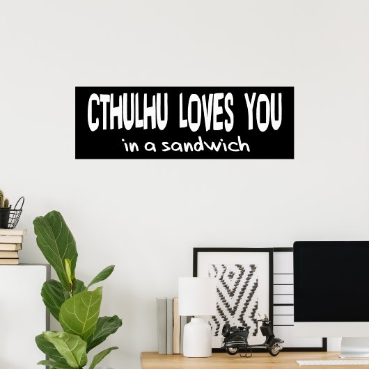 Poster Cthulhu t'aime (Bureau à domicile)