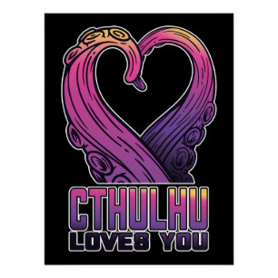 Poster Cthulhu vous aime Tentacles Lovecraft