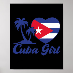 Poster Cuba - Drapeau de fille cubaine Cubanita Patrimoin