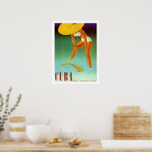 Poster Cuba, Île, fille en bikini dans grand casquette ja (Cuisine)