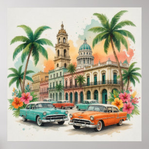Poster Cuba Vintage Travel - Salutations de La Havane