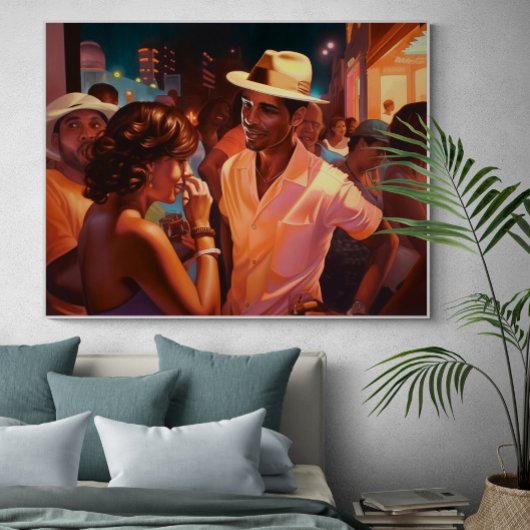 Poster Cubains Parlant De La Peinture Nocturne À Miami