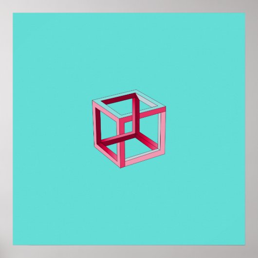 Poster Cube 3D Art moderne sur Turquoise (Devant)