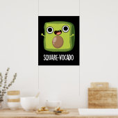 Poster Cube-avocado Drôle Cube Avocat Pun Fond Sombre (Cuisine)