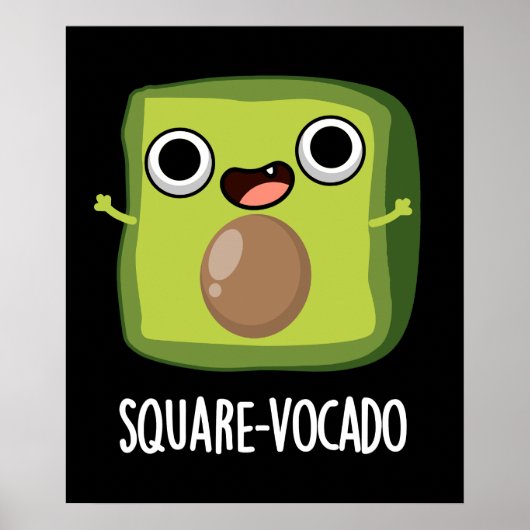 Poster Cube-avocado Drôle Cube Avocat Pun Fond Sombre (Devant)