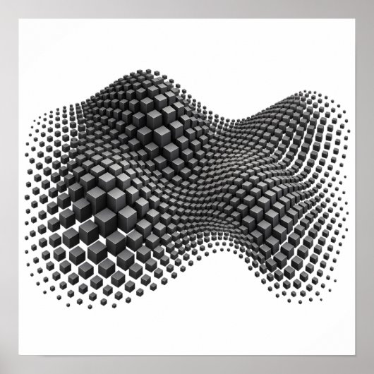 Poster Cube de métal ondulant (Devant)