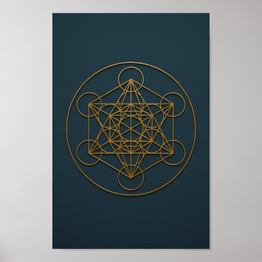 Poster Cube de Metatron Bleu & Bronze (Devant)