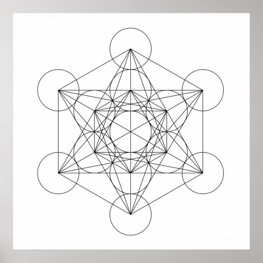Poster Cube de Metatron noir et blanc (Devant)