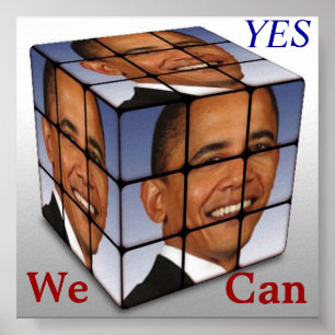 Poster Cube en Obama de caserne, OUI nous pouvons