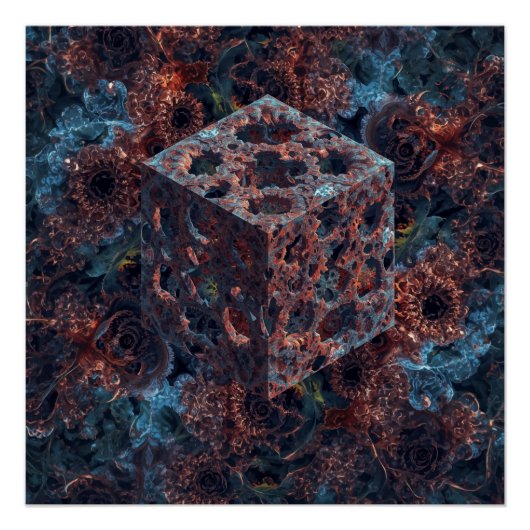 Poster Cube fractal avec découpe de Mandelbrot (Devant)