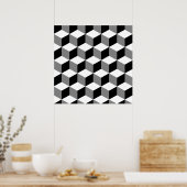 Poster Cube Motif noir blanc et gris (Cuisine)