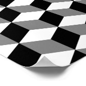 Poster Cube Petit Motif Répétition Noir Blanc & Gris (Coin)
