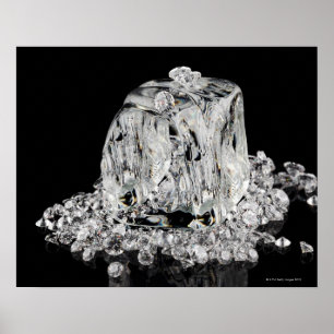 Poster Cubes de glace fondus dans des diamants
