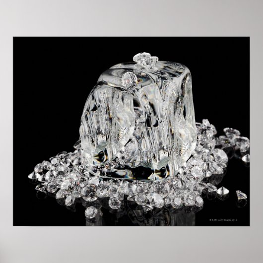 Poster Cubes de glace fondus dans des diamants (Devant)