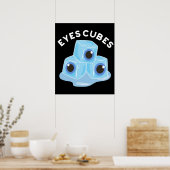Poster Cubes d'yeux amusant pistolet à glace foncé BG (Cuisine)