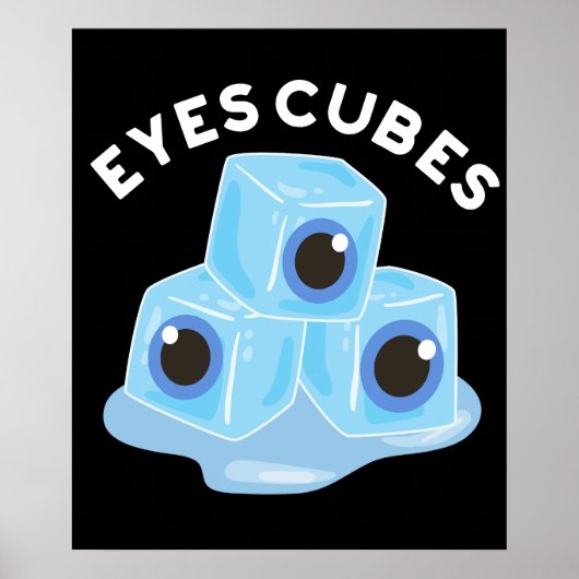 Poster Cubes d'yeux amusant pistolet à glace foncé BG (Devant)