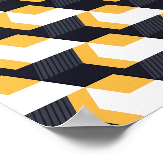 Poster Cubes géométriques avec Gras Jaune, Blanc et Noir (Coin)