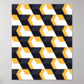 Poster Cubes géométriques avec Gras Jaune, Blanc et Noir (Devant)