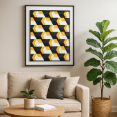 Poster Cubes géométriques avec Gras Jaune, Blanc et Noir