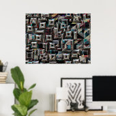 Poster Cubes géométriques en mouvement (Bureau à domicile)