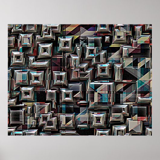 Poster Cubes géométriques en mouvement (Devant)