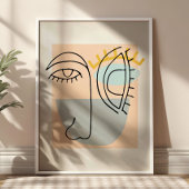 Poster Cubic Line Art Face Illustration Minimalist BOHO