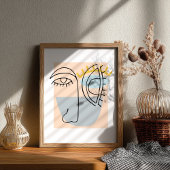 Poster Cubic Line Art Face Illustration Minimalist BOHO