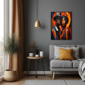 Poster Cubisme Abstrait Gras Couple Portrait - Art Modern