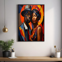 Cubisme Abstrait Gras Couple Portrait - Art Modern