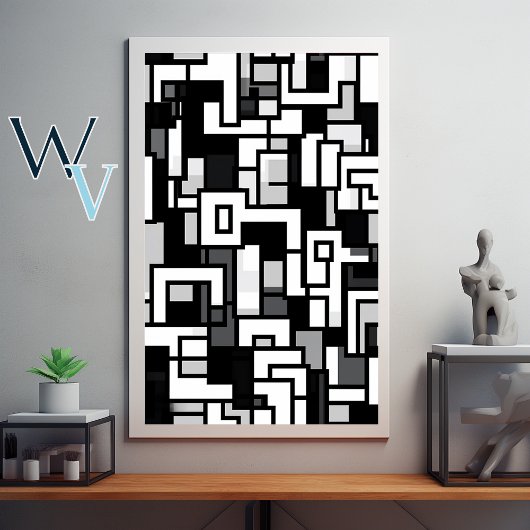 Poster Cubisme Art noir et blanc