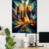 Poster Cubisme dynamique de New York - Skyline géométriqu (Bureau à domicile)