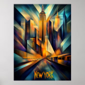 Poster Cubisme dynamique de New York - Skyline géométriqu (Devant)
