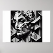 Poster Cubisme femme noir et blanc (Devant)