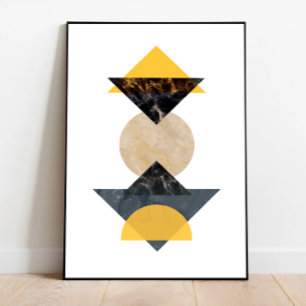 Poster Cubisme géométrique Jaune et Noir, Art moderne