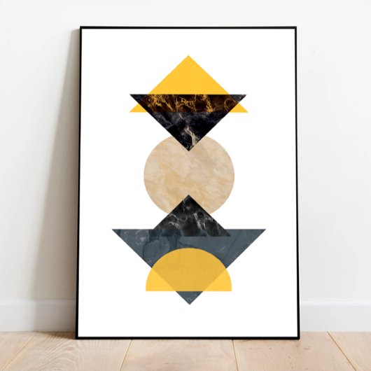 Poster Cubisme géométrique Jaune et Noir, Art moderne