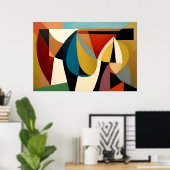 Poster Cubisme surréaliste fragmenté (Bureau à domicile)