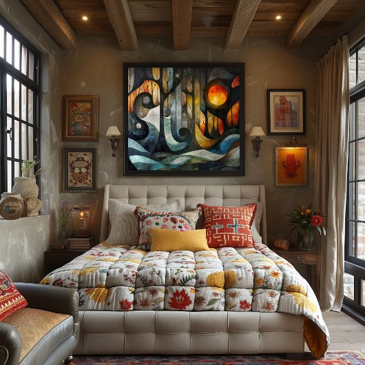 Poster Cubismo: Bosque Enigmático