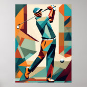 Poster Cubist du joueur de golf (Devant)