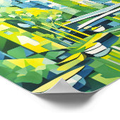 Poster Cubist Green City avec Pont (Coin)