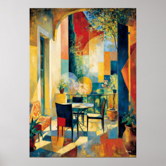 Poster Cubist Sunlit Terrace Reinterpretation Masterpiece