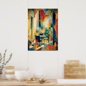 Poster Cubist Sunlit Terrace Reinterpretation Masterpiece (Cuisine)