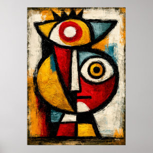 Poster Cubiste Primitif Gardien Gras Abstrait Géométrique