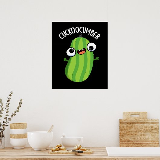 Poster Cuckoocumber Funny Veggie Cucumber Pun Dark BG (Cuisine)