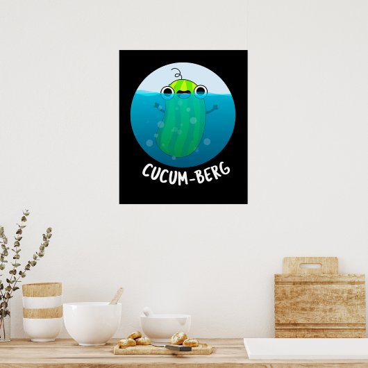Poster Cucum-berg Funny Concomber Pun Dark BG (Cuisine)