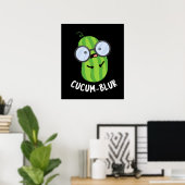 Poster Cucum-blur Funny Veggie Cucumber Pun Dark BG (Bureau à domicile)