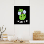 Poster Cucum-blur Funny Veggie Cucumber Pun Dark BG (Cuisine)