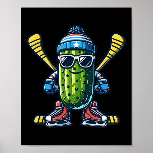 Poster Cucumber Ice Hockey Cool Pickle Skater (Devant)