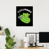 Poster Cucumbird Funny Veggie Cucumber Pun Dark BG (Bureau à domicile)