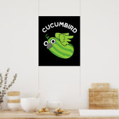 Poster Cucumbird Funny Veggie Cucumber Pun Dark BG (Cuisine)