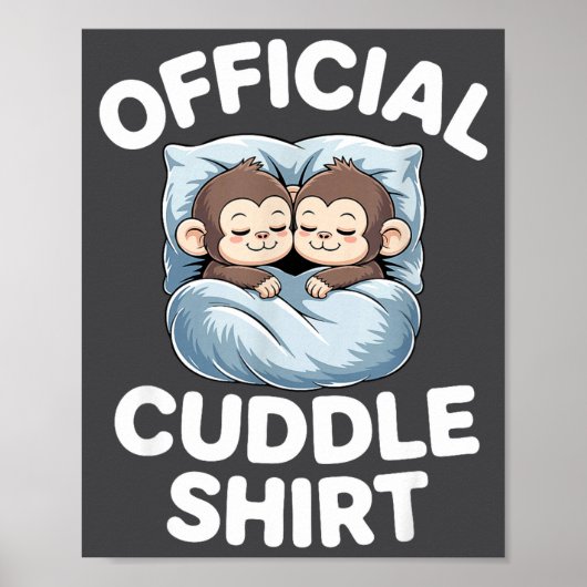 Poster Cuddle Shirt Cute Sleepy Monkey Couple  (Devant)